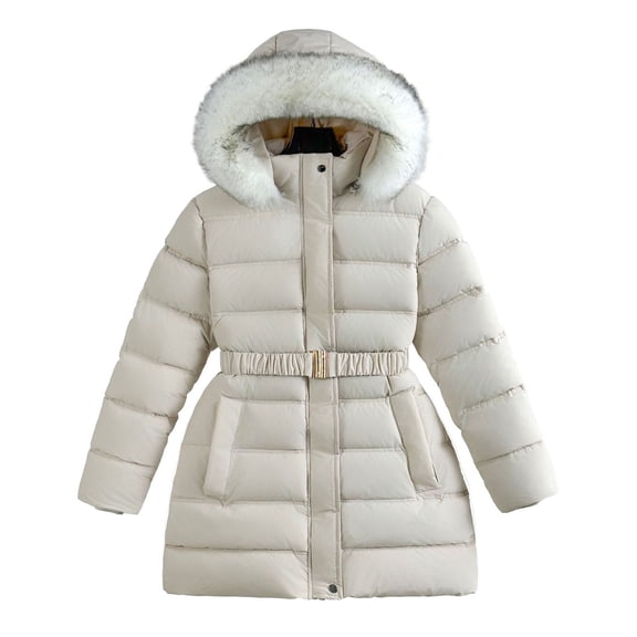 XXWXYD Girls Quilted Down Parka Jacket, Winter Hooded Coat with Warm 𝖫ining, Children’s Water-proof Padded Jacket for Cold Weather