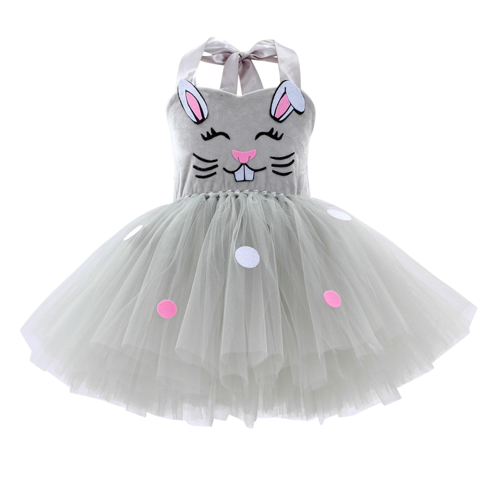 XXWXYD Girls Rabbit Graphic Mesh Tulle Dress | Backless Off-Shoulder ...