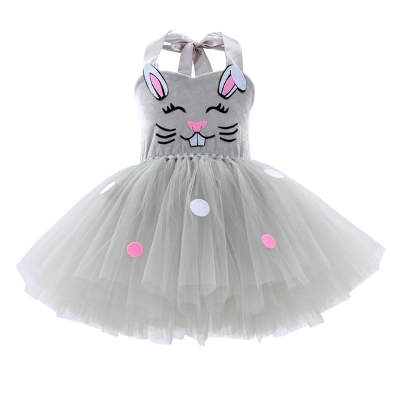 XXWXYD Girls Rabbit Graphic Mesh Tulle Dress | Backless Off-Shoulder Stage Tutu Skirt | Kids Birthday Part𝗒 Ballet Performance Princess Outfit