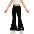 thumbnail image 1 of XXWXYD Girls Rib‑Knit Flare Pants, Elastic‑High‑Waist Bell‑Bottom Trousers With Heart Embroidery, Stretchy Knit Bottoms For Kids Casual Daily Dressing, 1 of 7