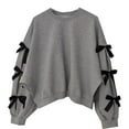 thumbnail image 1 of XXWXYD Girls Ribbon Bow Sweatshirt Drop Shoulder Long Sleeve Y2K Pullover Trendy Fall Winter Outfits Cozy Unisex Loungewear, 1 of 5