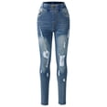 thumbnail image 1 of XXWXYD Girls Ripped Skinny Jeans Girls Lightweight Jeans High Waisted Stretchy Distressed Jeggings Straight Leg Washed Denim Pants with Pockets, 1 of 7