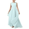 thumbnail image 1 of XXWXYD Girls Satin Slim Floor-Length Dress Sleeveless Elegant Swing Hem Part𝗒 Gown Solid Color Piano Performance Dress Irregular Neckline, 1 of 6