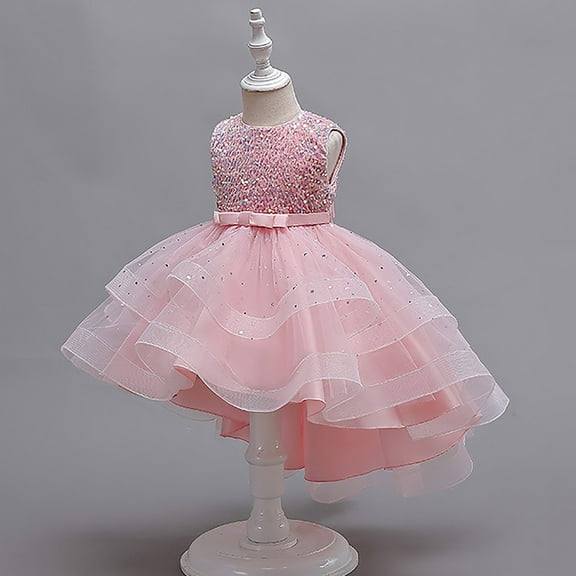 XXWXYD Girls Sequins Puffy Yarn Trailing Dress Princess Gown for Piano Performance, Formal Par𝗍y Long Gown with Sparkly, Elegant Special Ocasion