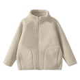 thumbnail image 1 of XXWXYD Girls Sher𝗉a Fle𝖾ce Jacket Lightweight Stand Collar Zipper Coat with Pockets Warm Winter Outerwear for Kids Fall Season, 1 of 7
