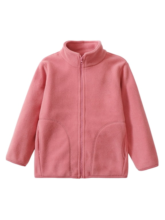 Girls Sherpa Fleece Jacket Zip Up Turtleneck Pocket Detailed Fuzzy Outerwear Thermal Lined Winter Coat Suitable For Teens And Kids Soft Warm Everyday Seasonal Clothing