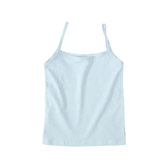XXWXYD Girls Sleeveless Camisole Tank Tops for Kids, Comfortable Breathable Lightweight Cotton Soft Basic Solid Undershirts, Dance Yoga Summer Playwear, Stretchy Comfort Fit