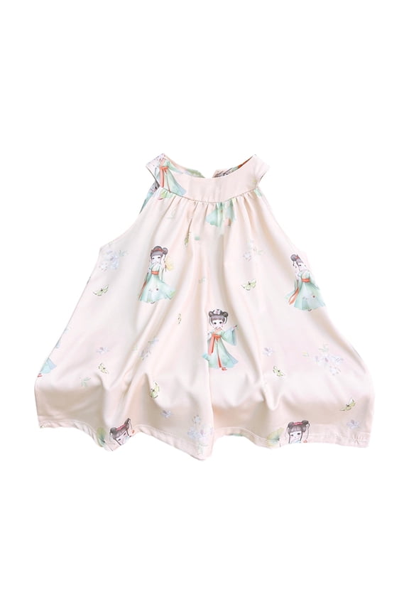 Girls Sleeveless Vest Dress 3-Season Layered Spring Summer Fall Fashion Play Clothes Comfy Stretchy Jumper Dress