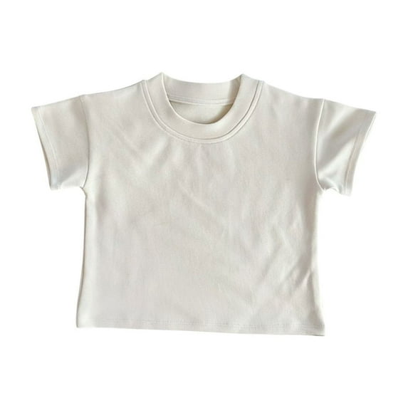 XXWXYD Girls Solid Cotton Crop Tops, Short Sleeve Crewneck Activity Shirts for Toddler Kids, Basic Plain Fashion Tees Breathable Comfort Fit