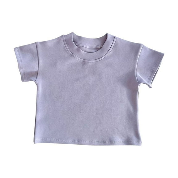 XXWXYD Girls Solid Cotton Crop Tops, Short Sleeve Crewneck Activity Shirts for Toddler Kids, Basic Plain Fashion Tees Breathable Comfort Fit