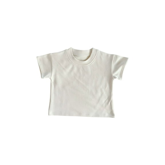 XXWXYD Girls Solid Cotton Crop Tops, Short Sleeve Crewneck Activity Shirts for Toddler Kids, Basic Plain Fashion Tees Breathable Comfort Fit