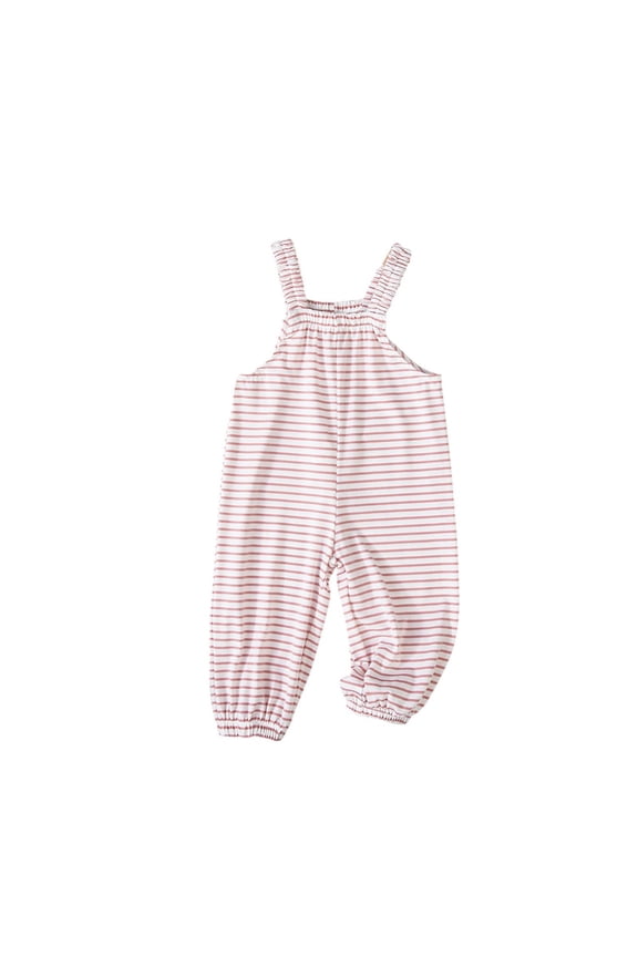 Girls Striped Jumpsuit Spring Summer Autumn Simple Comfortable Adjustable Straps Casual Playwear Lightweight Breathable