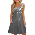 thumbnail image 1 of XXWXYD Girls Summer Flowy Tiered Maxi Dress | Sleeveless Crewneck A-Line Beach 𝖲undress with Pockets | Casual Tank Dress for Kids Swim Cover Up, 1 of 7
