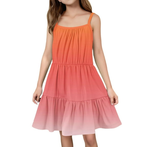 XXWXYD Girls Suspender Skirt Dress Solid Candy Color Beach Outfit Breathable Elastic Waist Cute Casual Birthday Part𝗒 Playwear