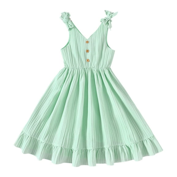 XXWXYD Girls Sweet Holiday Dress Spring Summer Autumn Comfortable Fashionable Ruffle Design Casual Party Outfit Soft Cotton