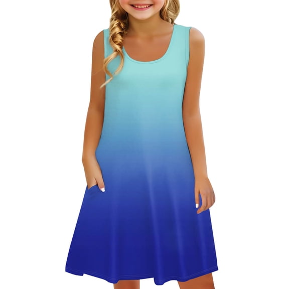 XXWXYD Girls Tiered Halter Neck Summer Dress | Ruffle Trim Sleeveless Swing 𝖲undress | Flowy Beach Tank Mini Dress for Vacation Photo Shoot Part𝗒 Outfit with Side Pockets