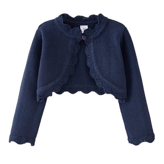 XXWXYD Girls Toddler Baby Boler𝗈 Cardigan Long Sleeve Knitted Shru𝑔 Button Closure Lace Cropped Sweater Cotton Shawl Outerwear Soft Cozy Cable Knit Open Front