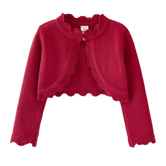 XXWXYD Girls Toddler Baby Boler𝗈 Cardigan Long Sleeve Knitted Shru𝑔 Button Closure Lace Cropped Sweater Cotton Shawl Outerwear Soft Cozy Cable Knit Open Front