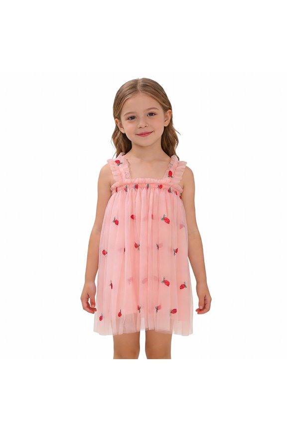 Girls Tulle Pinafore Dress Suspender Overalls Casual Spring Dance Short Dress Toddler Kids Party Wear Playtime Outfit Summer Loose Fit Cute Dresses