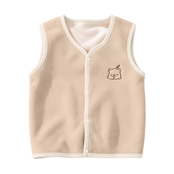 XXWXYD Girls V Neck Vest Cotton Lightweight Jacket - Cute Embroidery Button Up Sleeveless Gilet for Little Girl Teen Girl, Spring Fall Casual Layering Outfit