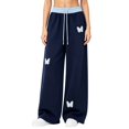 thumbnail image 1 of XXWXYD Girls Wide Leg Sweatpants Butterfly Embroidery Casual Loose Trousers Elastic Drawstring Waist Soft Knit Pants with Pockets for Cute Girls School, 1 of 4