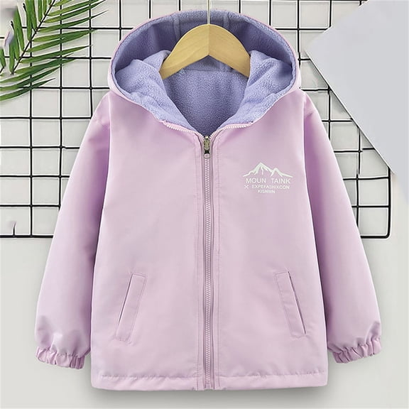 XXWXYD Girls Windbreaker Jacket Thermal Lined for Spring Fall Winter, Double-Layer Windproof Coat for Middle Large Kids, Multi-Season Outerwear 4-14Y