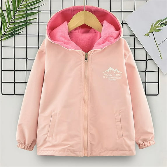 XXWXYD Girls Windbreaker Jacket Thermal Lined for Spring Fall Winter, Double-Layer Windproof Coat for Middle Large Kids, Multi-Season Outerwear 4-14Y