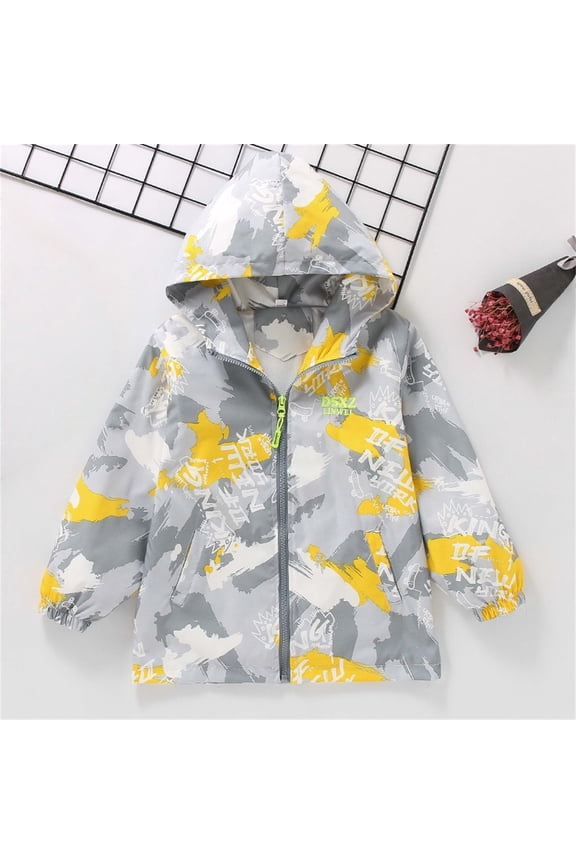 Girls 𝖶aterproof Windbreaker Jacket Winter Hooded Coat Lightweight Thermal Lined Raincoat with Pockets for Outdoor