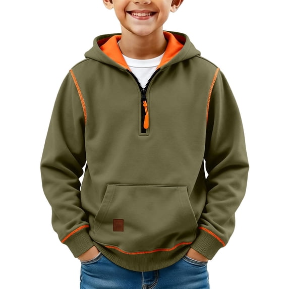XXWXYD Hoodies for Teen Boys Fall Winter Clothes Half Zip Pullover Long Sleeve Hooded Sweatshirts Cute Hoodie Sweatshirt Unisex Kids Hoodies Back-to-School