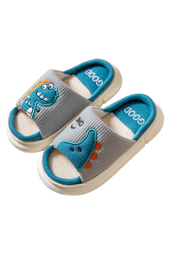 Kawaii Cloud Slippers for Toddlers - Carton Animal House Shoes with Cotton Linen Sole, Non-Slip Preschool Bedroom Slides Boys Girls