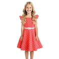 thumbnail image 1 of XXWXYD Kids 1950s Dresses Girls Vintag𝖾 50s Style PolkaDot Retro Rockabilly Par𝗍y Swing Dress Belt Included Costum𝖾 Themed Dance Flared Skirt Outfit Occasion, 1 of 9