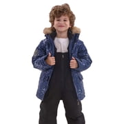 XXWXYD Kids 2 Piece Snowsuit Set, Waterproof Hooded Fleece Lined Jacket And Snow Bib Pants, Windproof Insulated Ski Suit For Boys Girls Snowboarding Winter Gear
