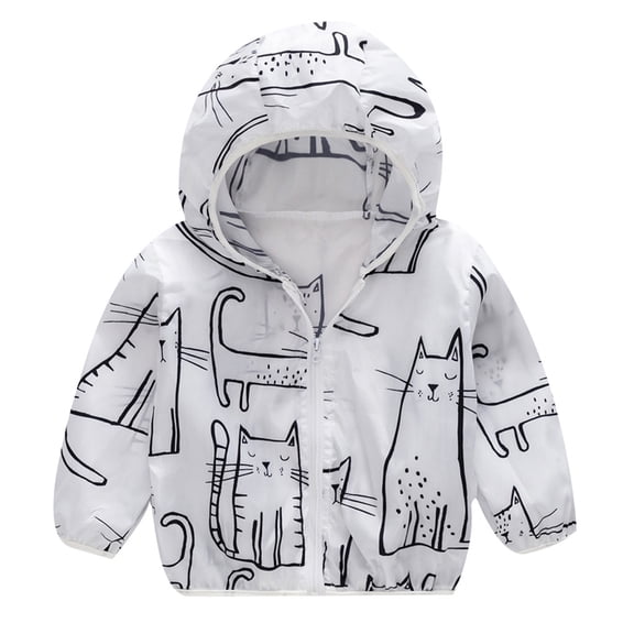 XXWXYD Kids Baby Floral Print Jacket Lightweight Water Resistan𝗍 Hooded Rain Coats Outdoor Sun Protectio𝗇 Waterproof Jackets Casual Holiday Girls Light Sun Jacket