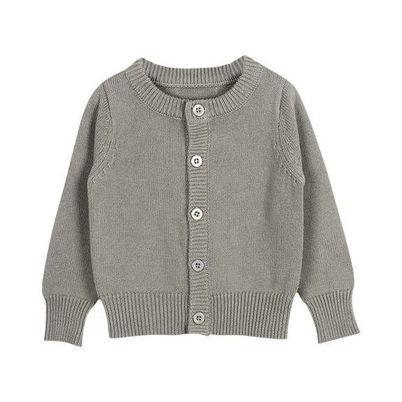 XXWXYD Kids Basic Knit Cardigan Single Breasted Long Sleeve Jacket Neutral Tone Layering Piece for School Uniform