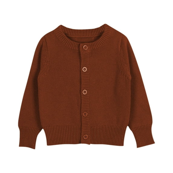 XXWXYD Kids Basic Knit Cardigan Single Breasted Long Sleeve Jacket Neutral Tone Layering Piece for School Uniform