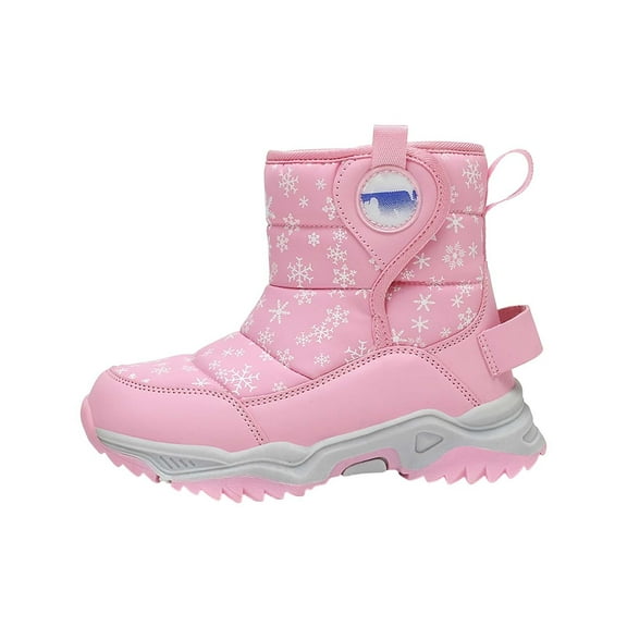 XXWXYD Kids Boot Girls Boys Snow Boots Outdoor Warm Comfortable Non Slip Mid Calf Padded Small Big Kids Winter Shoes for Simple Casual Breathable Shoe(3.5-4 Years,Pink)