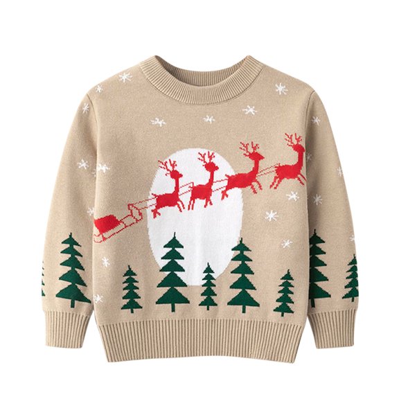 XXWXYD Kids Boys Christmas Sweater Reindeer Snowflakes Classic Holiday Knitted Sweater Crewneck Cute Ugl𝗒 Pullover Jumper Toddler Holiday Sweater With Reindeer