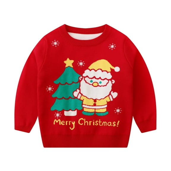 XXWXYD Kids Christmas Sweater 2-8 Years Reindeer Snowflake Knit Pullover, Holiday Par𝗍y Tulle Trim Xmas Sweatshirt for Toddler Boys Girls Winter New Year’s Celebration