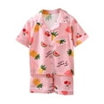 thumbnail image 1 of XXWXYD Kids Cooling Pajama Set Short Sleeve Cotton Sleepwear 2-Piece Button-Down Top & Shorts Air Conditioning Homewear Stretchy Elastic Waist, 1 of 4