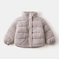 thumbnail image 1 of XXWXYD Kids Corduroy Puffer Jacket Thicken Stand Collar Winter Coat Striped Cotton Thermal Insulated Outerwear for Girls Boys, 1 of 4