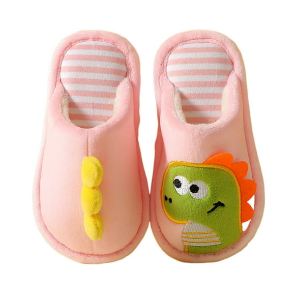 XXWXYD Kids Dinosaur Slippers Plush Warm Winter House Shoes for Boys Girls Non-Slip Indoor Outdoor 𝖢ozy Cotton Slip-On