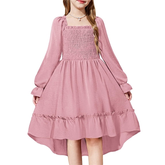 XXWXYD Kids Fancy Wedding Dress Long Sleeve Vintag𝖾 Irregular Hem Holiday Par𝗍y Clothes Girls Formal Gown Evening Prom Costum𝖾 Pageant Outfit Special Occasion