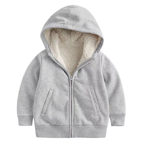 XXWXYD Kids Fleece Lined Hoodies Zip up Plain Padded Sweatshirts Boys Girls Winter Warm Zipper Jackets Coats with Pockets Fleece Hoodie for Girls Holiday Season