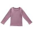 thumbnail image 1 of XXWXYD Kids Fleece Long Sleeve Shirt Crewneck Cotton Warm Cozy, Thermal Basic Layering Pullover Top For Boys Girls Fall Winter Casual Back-to-School Home Clothing 0-12 Years, 1 of 7
