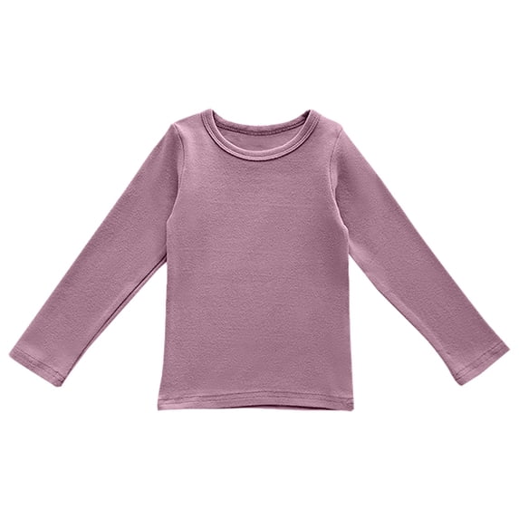 XXWXYD Kids Fleece Long Sleeve Shirt Crewneck Cotton Warm Cozy, Thermal Basic Layering Pullover Top For Boys Girls Fall Winter Casual Back-to-School Home Clothing 0-12 Years