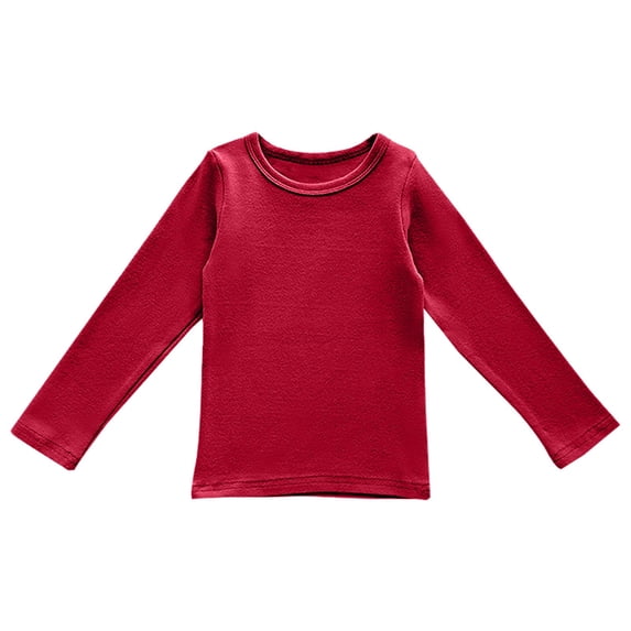 XXWXYD Kids Fleece Long Sleeve Shirt Crewneck Cotton Warm Cozy, Thermal Basic Layering Pullover Top For Boys Girls Fall Winter Casual Back-to-School Home Clothing 0-12 Years