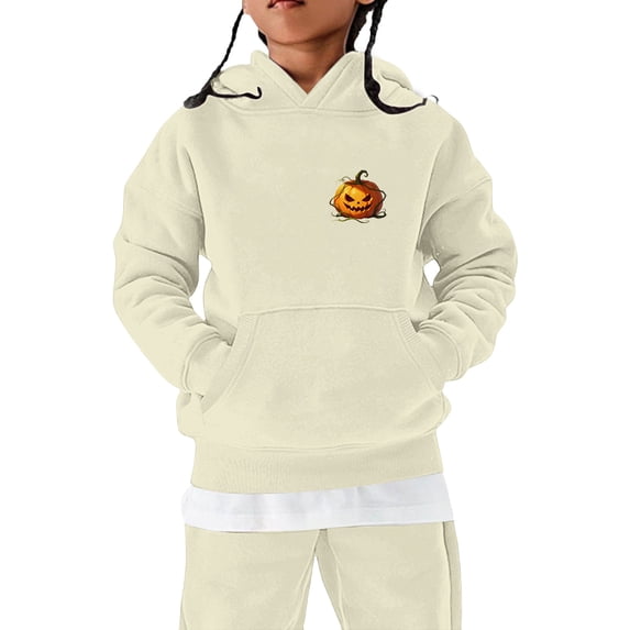 XXWXYD Kids Girls Halloween Hoodie Cute Long Sleeve Print Oversized Pullover Sweatshirt Soft Fleece Crewneck For Toddler Girls 5-14 Years Old Fall Autumn Outfit