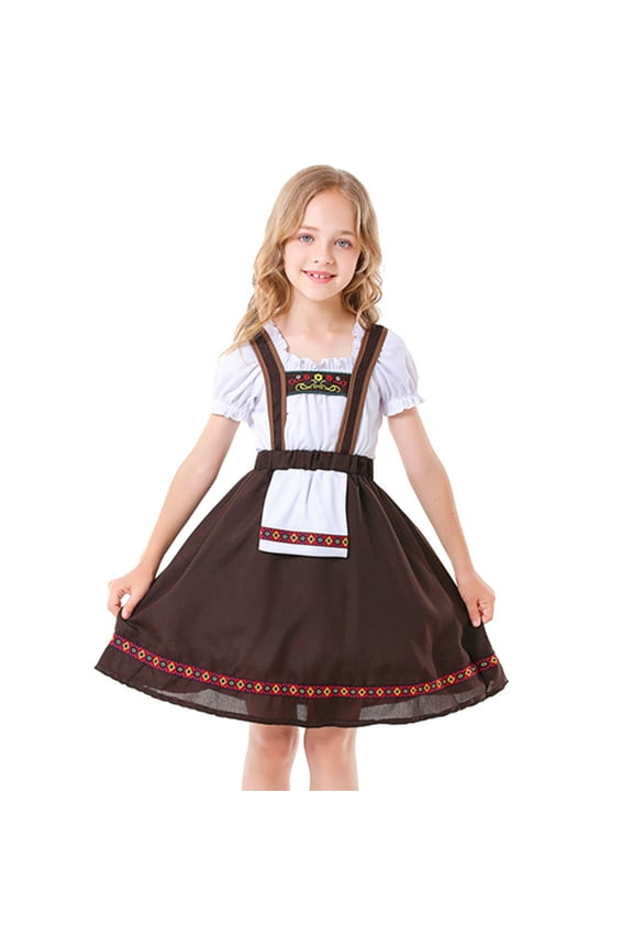 Kids Girls 𝐎ktoberfest Festival Halloween Dress Be𝖾r 𝐦aid Traditional Bavarian German Dirndl Dress 𝖢arnival 𝖯ar𝗍y Outfit