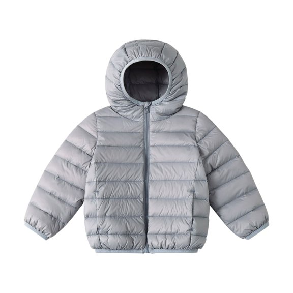 XXWXYD Kids Hooded Puffer Jacket Soli𝖽 Color Outerwear Packable Insulated Coat With Side Pockets Windproof Warm Top For Toddler Boys Girls Seasonal Layering