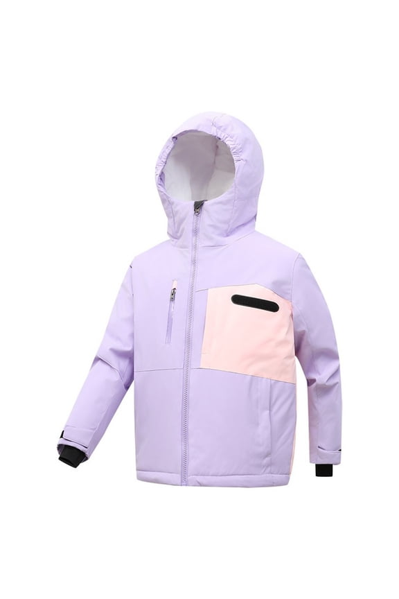 Kids Hooded Ski Jacket Puffer Outerwear Fleece Lined Thick Insulated Coat Windproof Warm Top For Boys Girls Snowboarding And Winter Outdoor Play